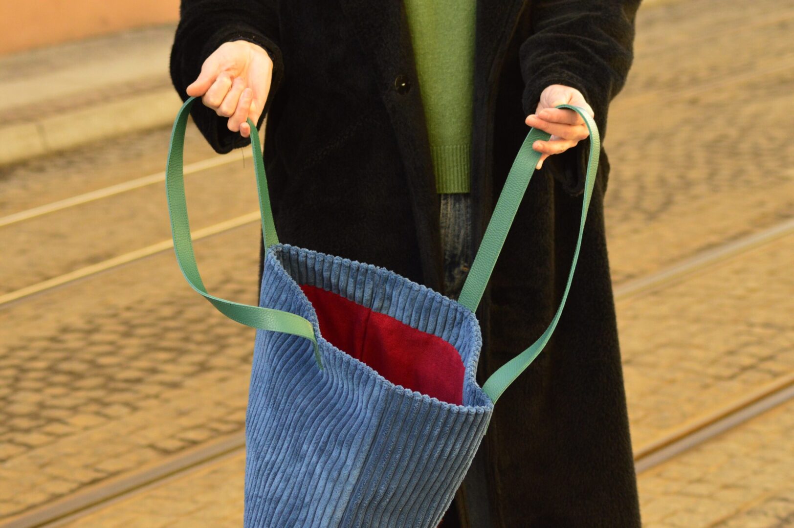 Shopper Sztruks Blue - obrazek 5